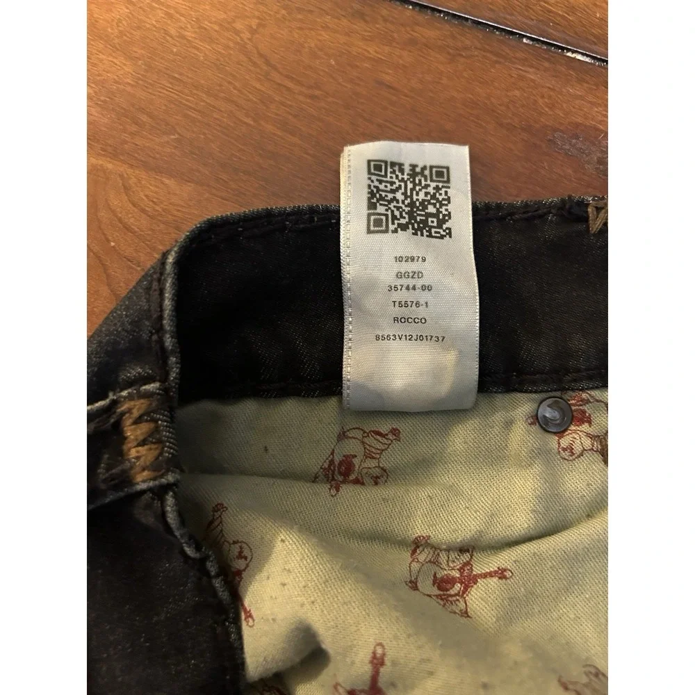 True Religion Rocco Relaxed Skinny Jeans Mens 36x33 Dark Wash Blue Denim